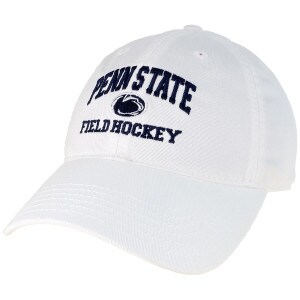 white twill hat with embroidered Penn State, Athletic Logo, and Field Hockey